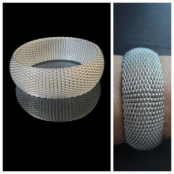 Macy's Jewelry - Mesh Bracelet Flexible Wide Silver Tone Bangle | Somerset Replica EUC